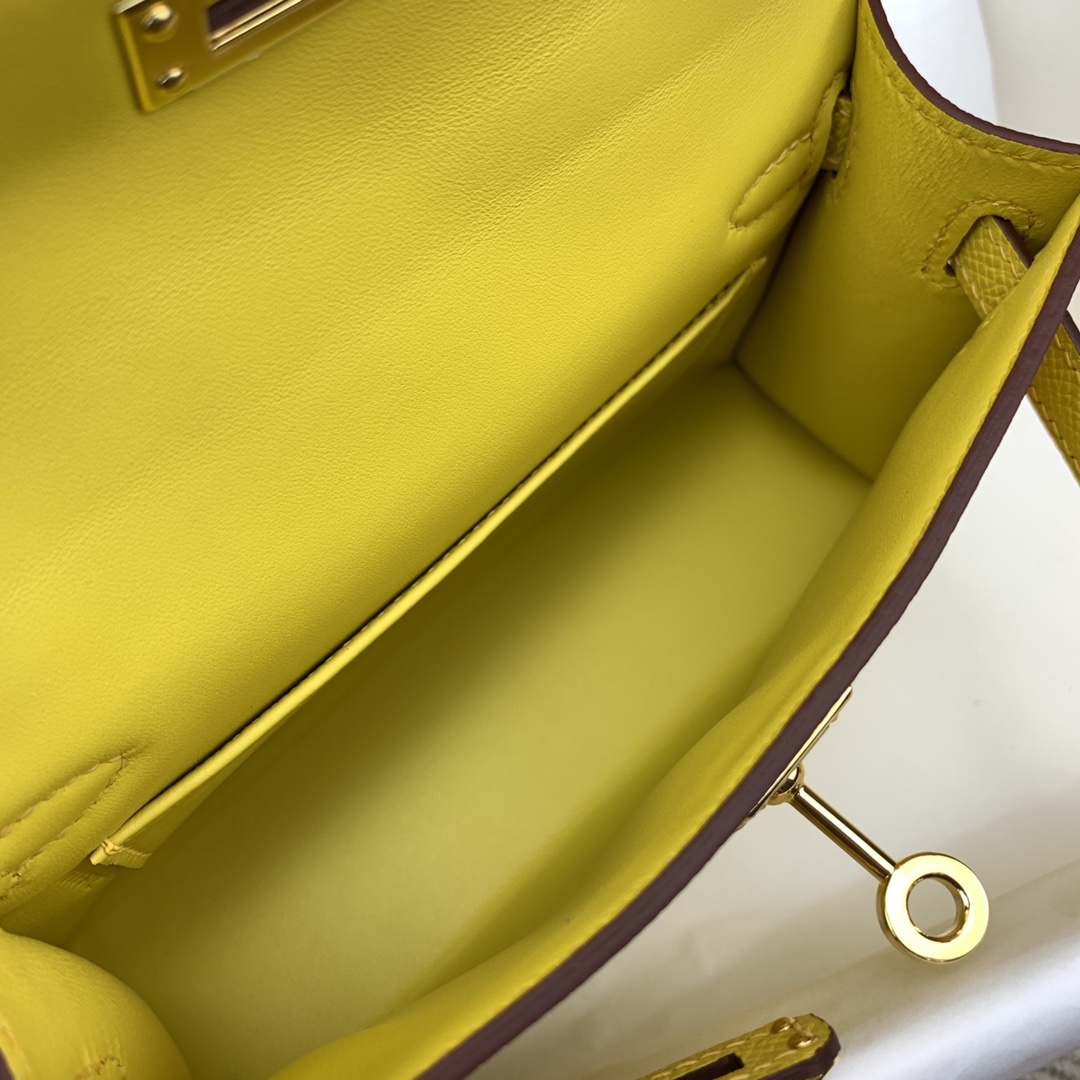 Hermes Kelly Mini II Bag 19CM In Lemon Yellow Epsom Leather